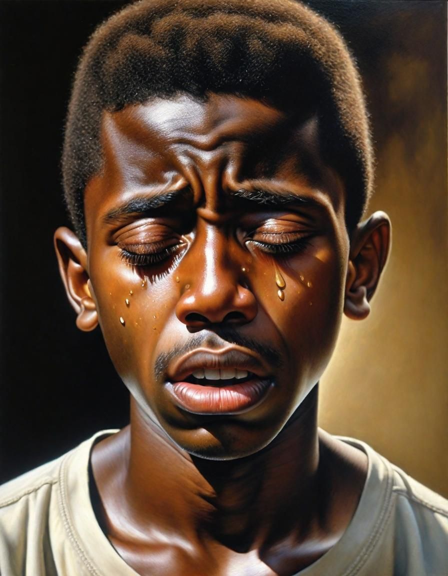 Boy Crying Actual Tears: A Photorealistic Portrait