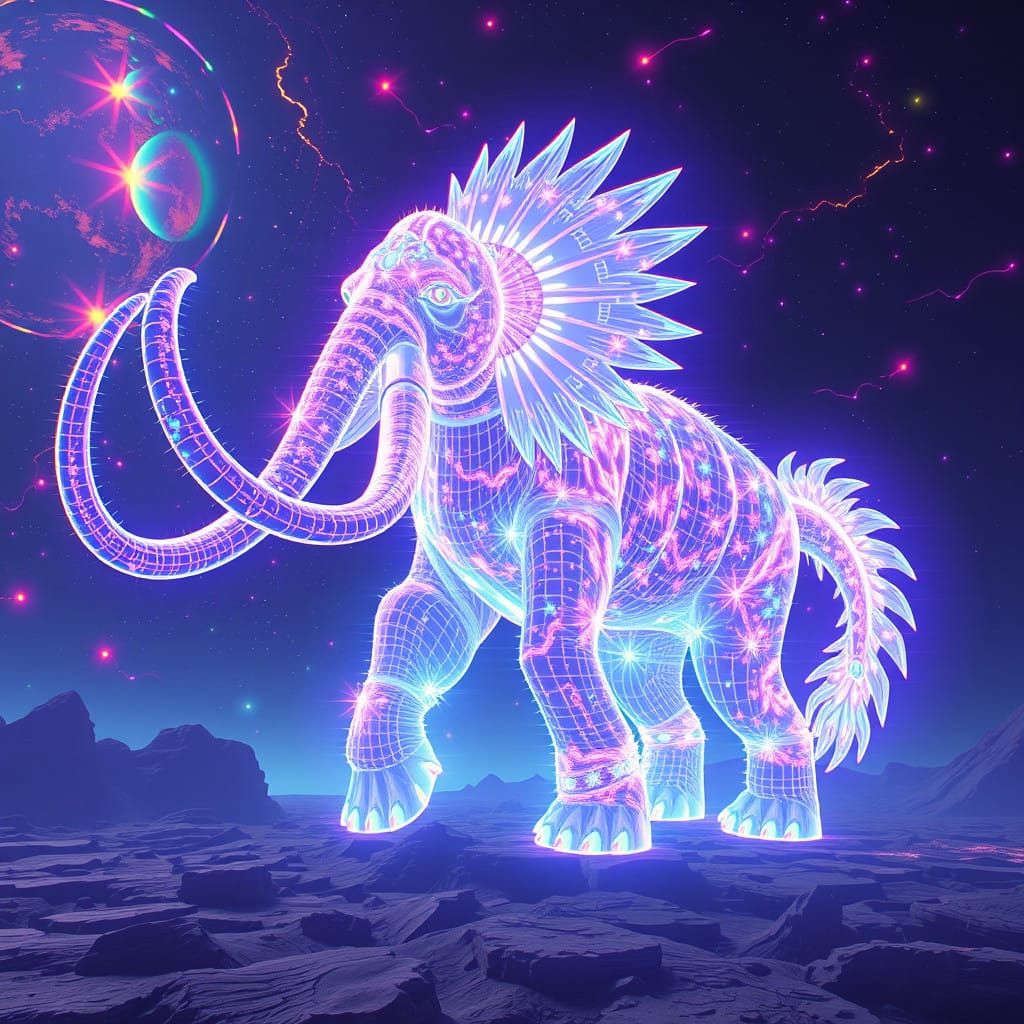 Digital Dreamscapes of a Glitching Mammoth in Chromatic Aber...