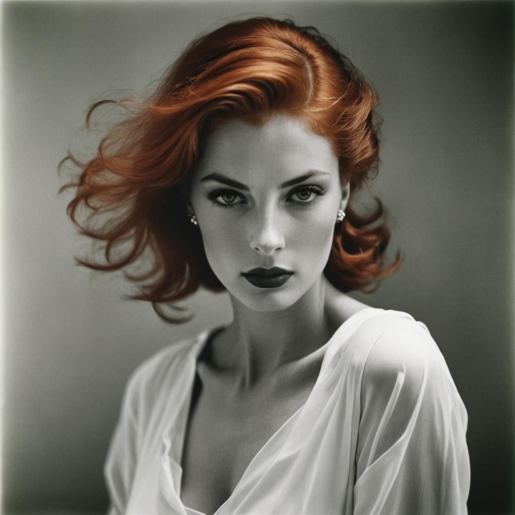 Elegant Woman with Fiery Red Locks