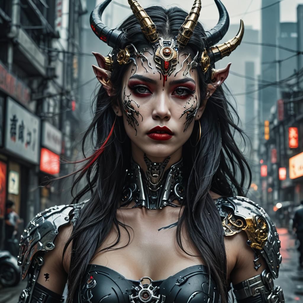 Cyborg Satyr Unicorn Centaur with Yakuza Tattoo