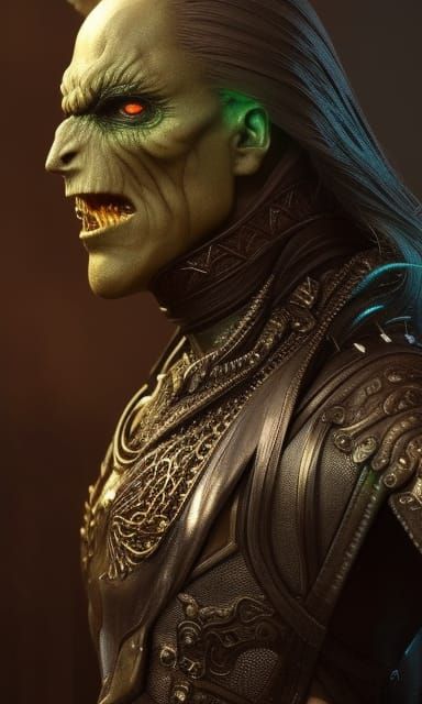 Green Monster Portrait in Gothic Fantasy Style