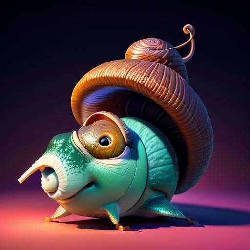 Charming Snail: Pixar-Style 3D Digital Art