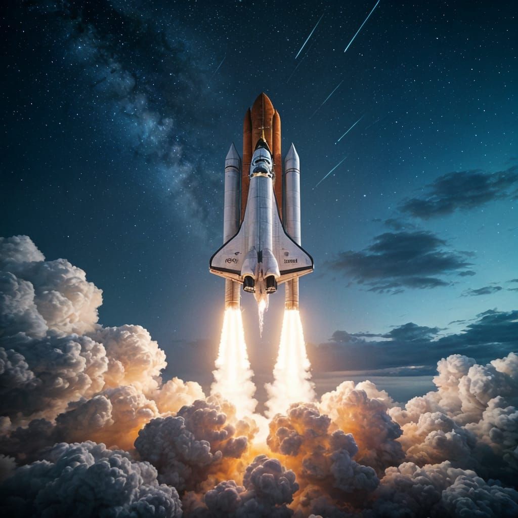 Hyperrealistic Space Shuttle Launch Cinematic Film Still