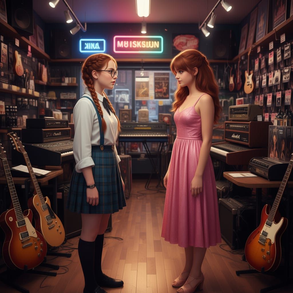 Confrontation at Music Store: Man and Woman Face Off