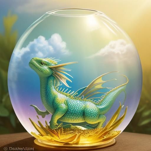 Baby Dragon in Glass Box: Fauvist Expressionism