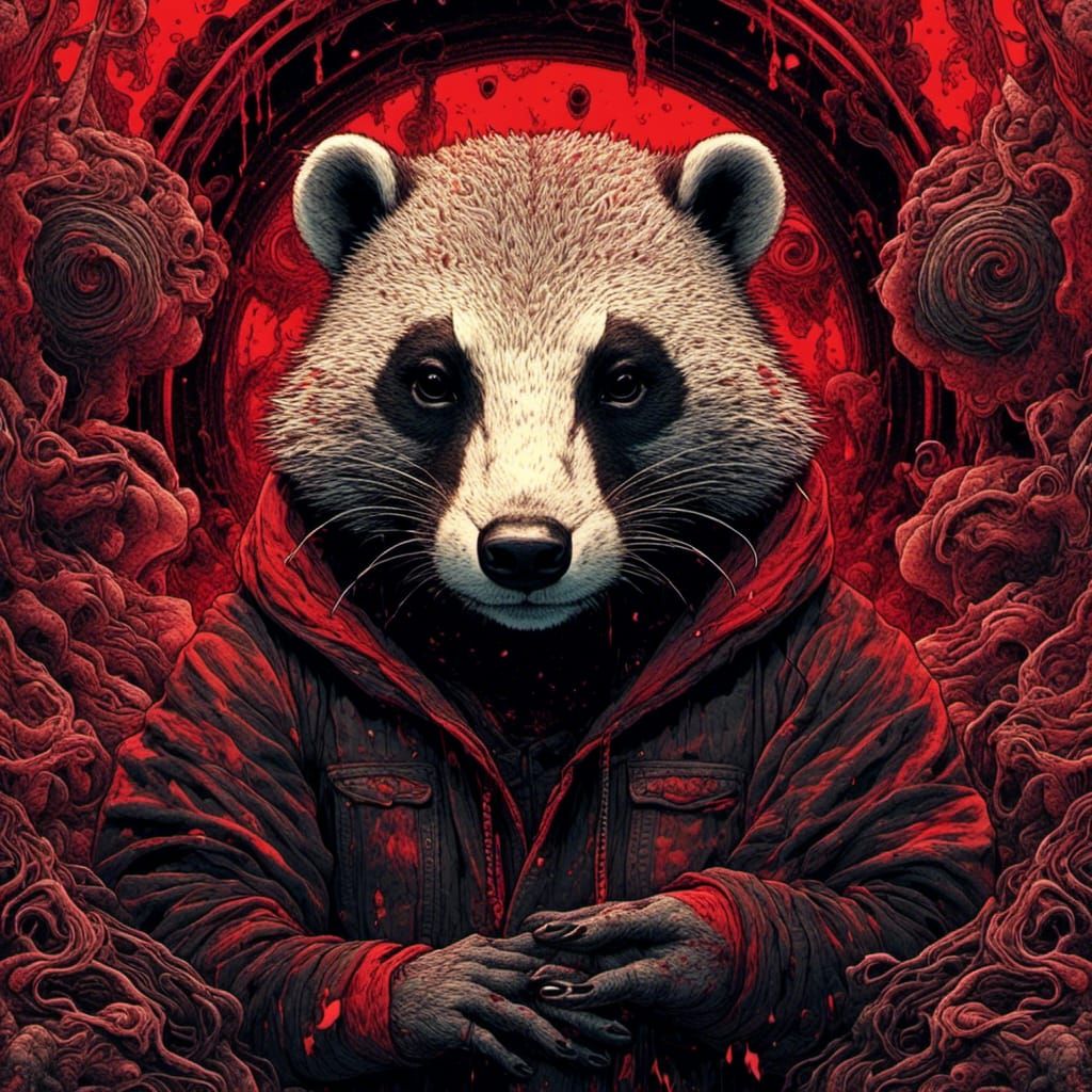 Copperback Badger in Weirdcore Art Style
