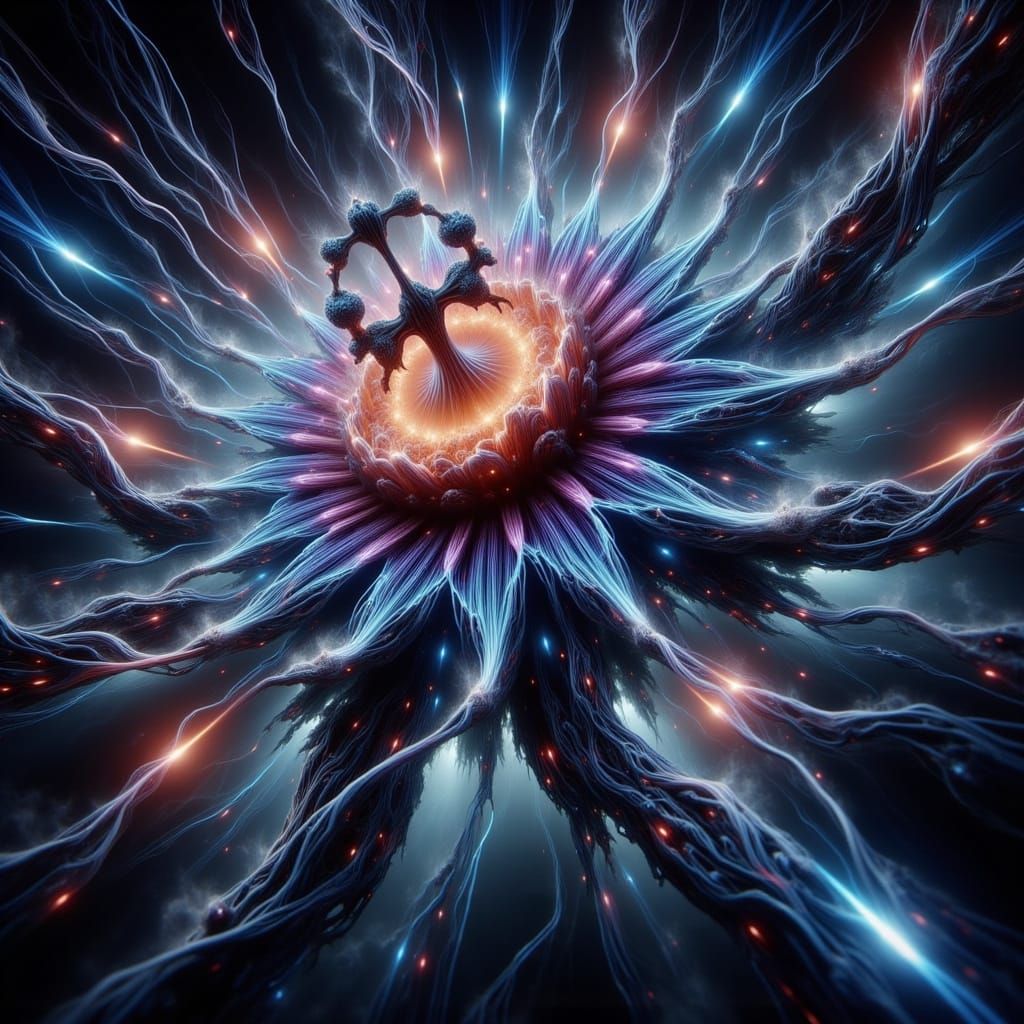 Cyberpunk Bioluminescent Botanicals in Quantum Fluxus