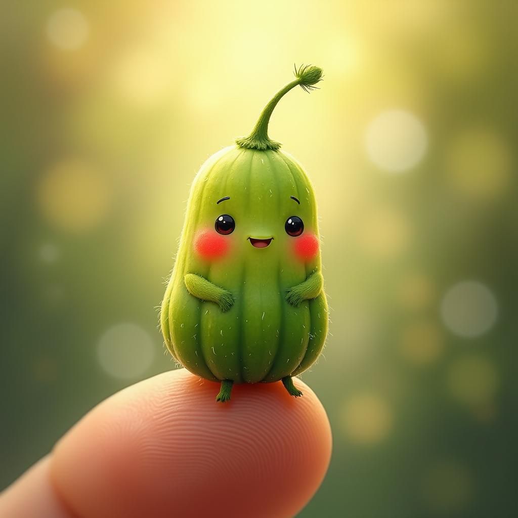 Blushing Cucumber Character Art in Watercolor Style