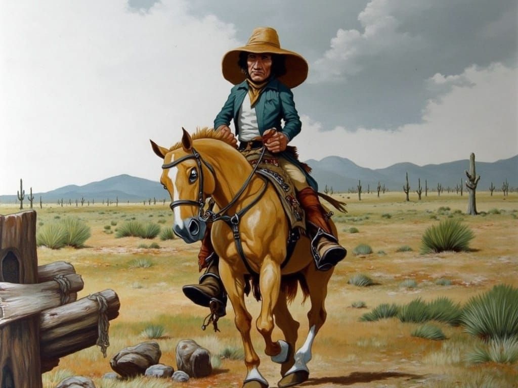 Cowboy Outlaw on Arizona Creek, Western Art Style