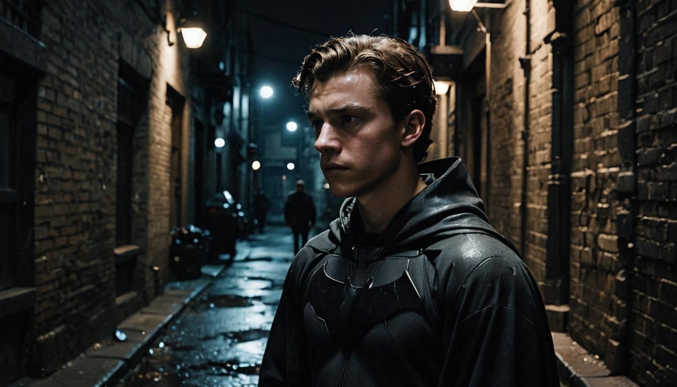 Tom Holland as Batman in Dark Alley