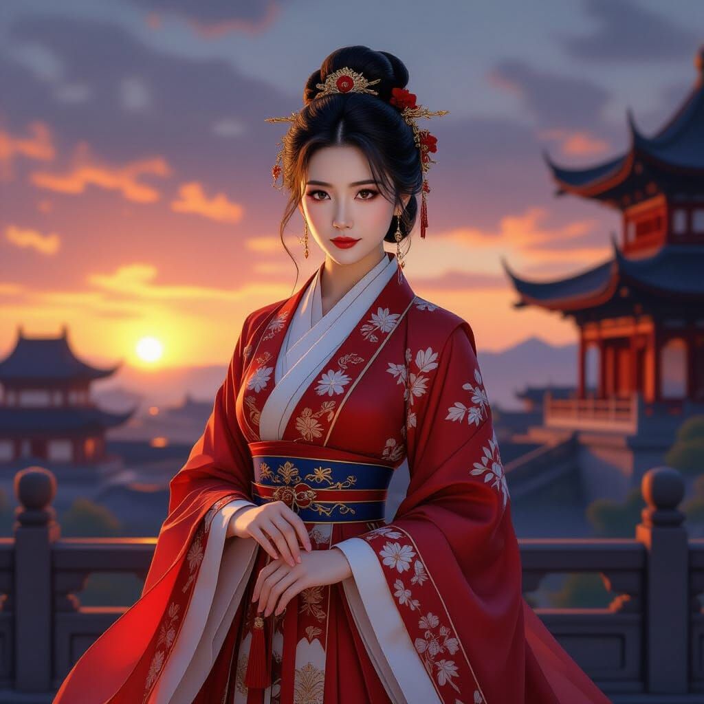 Gorgeous Woman in Hanfu, Romance of the Three Kingdoms Style