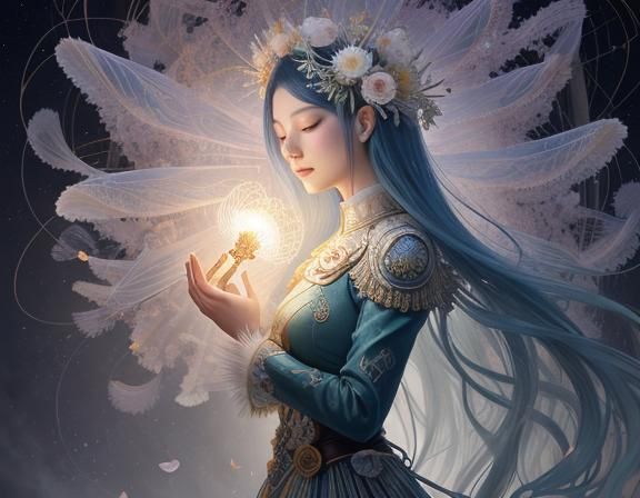 Bioluminescent Jellyfish in Silkpunk Underwater Scene