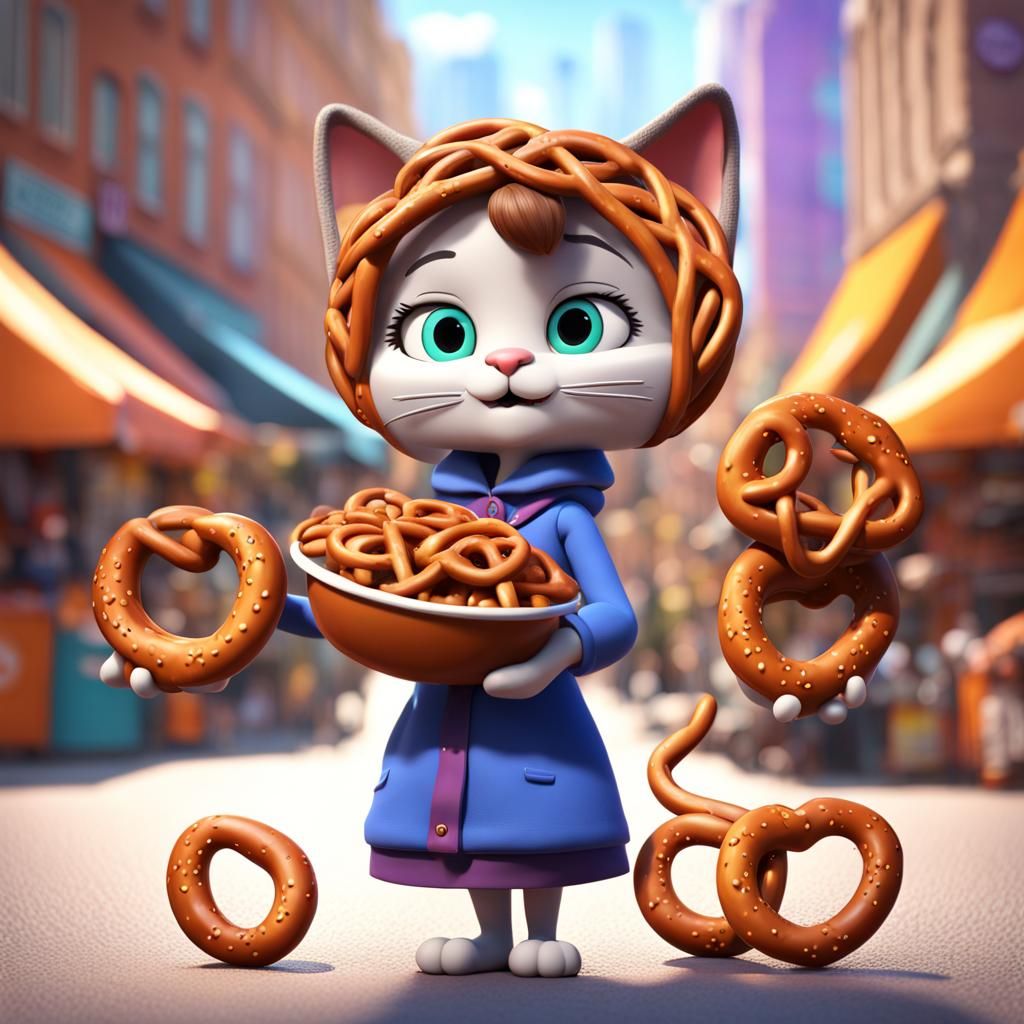 Pretzel Characters in a Cute Fall Street Scene