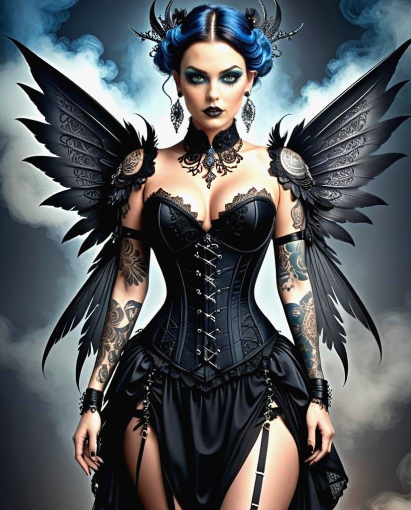 Curvaceous Fairy Woman in Gothic Dress