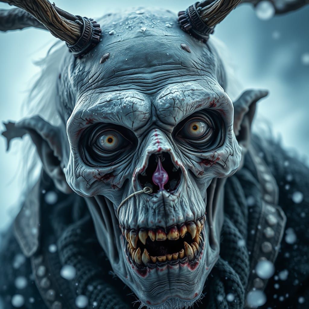 A Withered Elder's Feral Gaze in Dark Fantasy