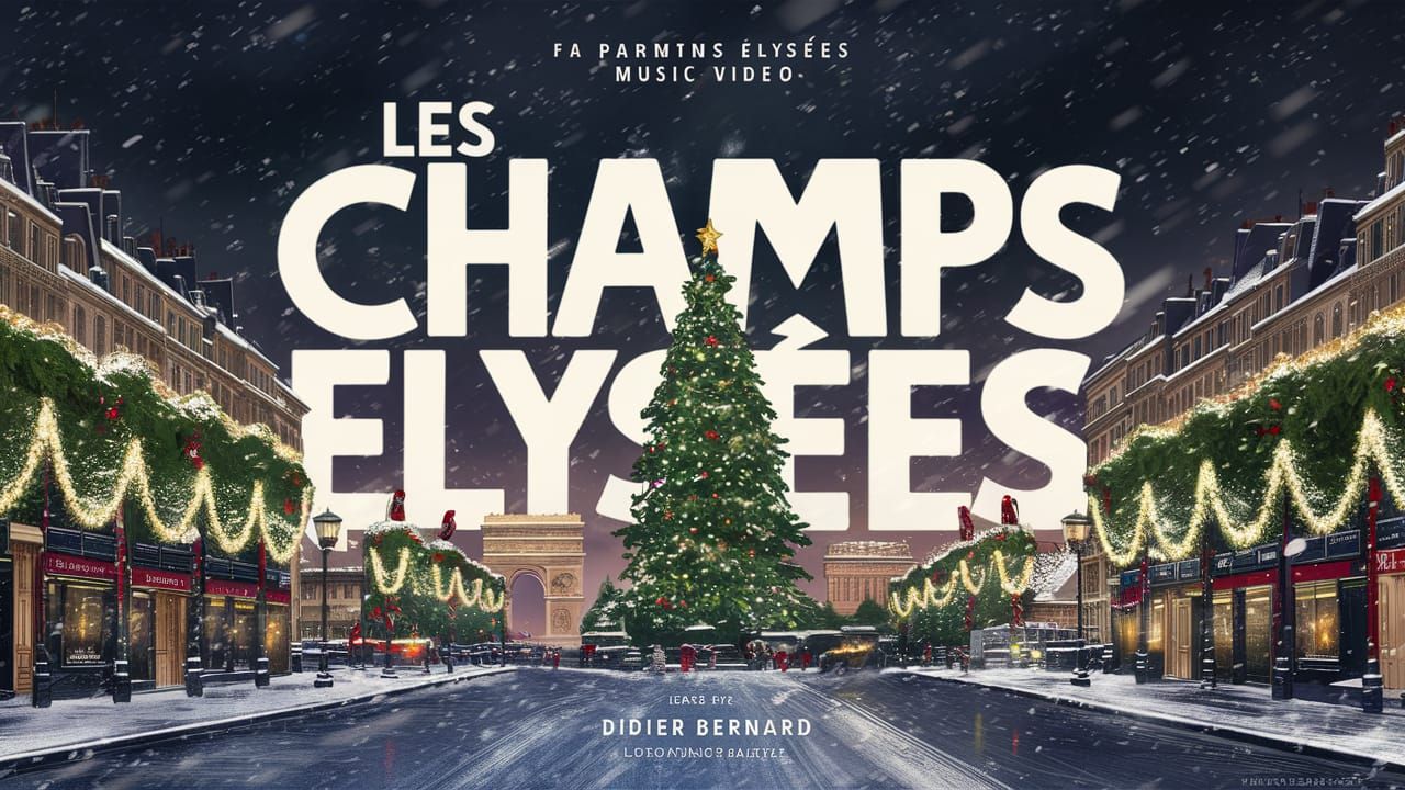 Champs Elysées Christmas Illustration: Festive Parisian Scen...