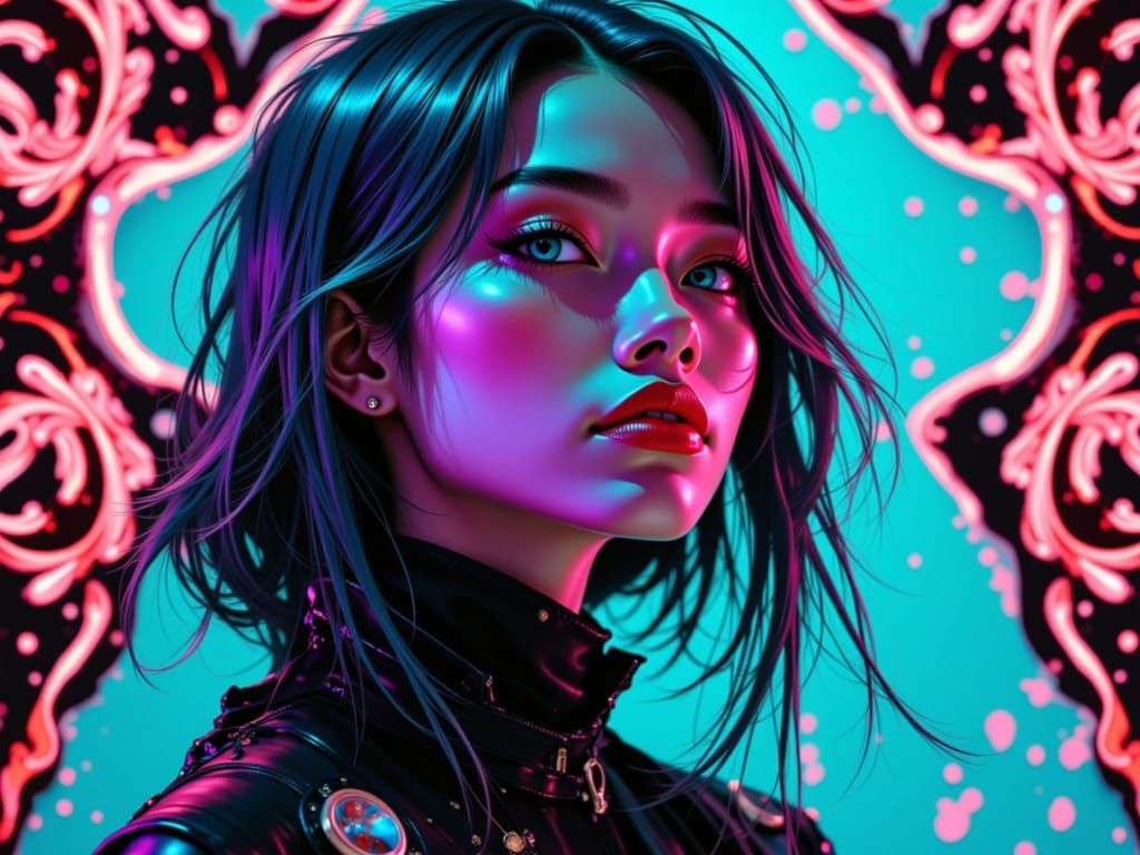 Cyberpunk Fairycore Nun in Neon Light