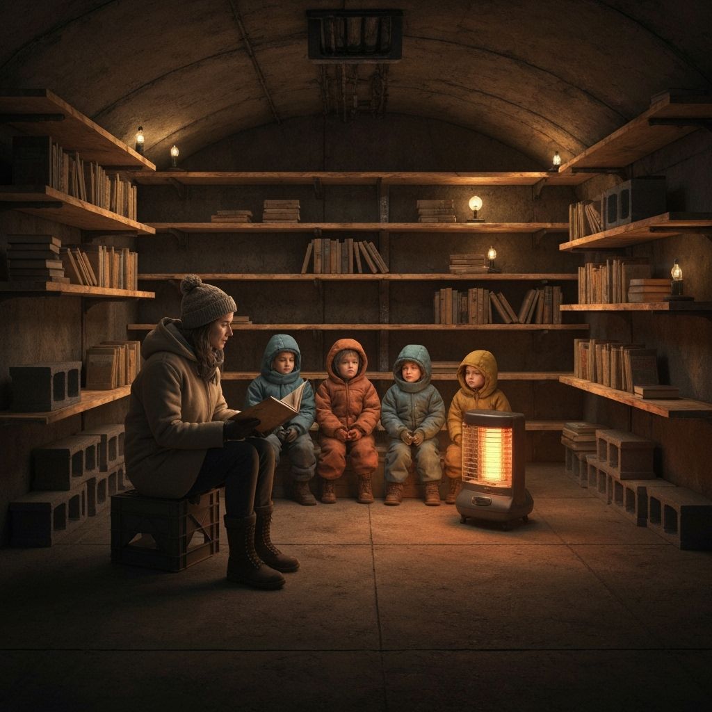 Teacher Reading in a Dystopian Bunker, Matte Painting