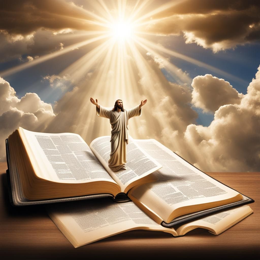 Jesus and Children Scene Emerging from Bible