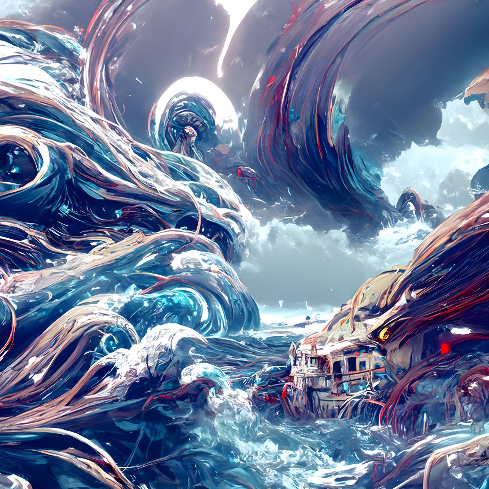 Wrathful Ocean Maelstrom in Hyperrealism