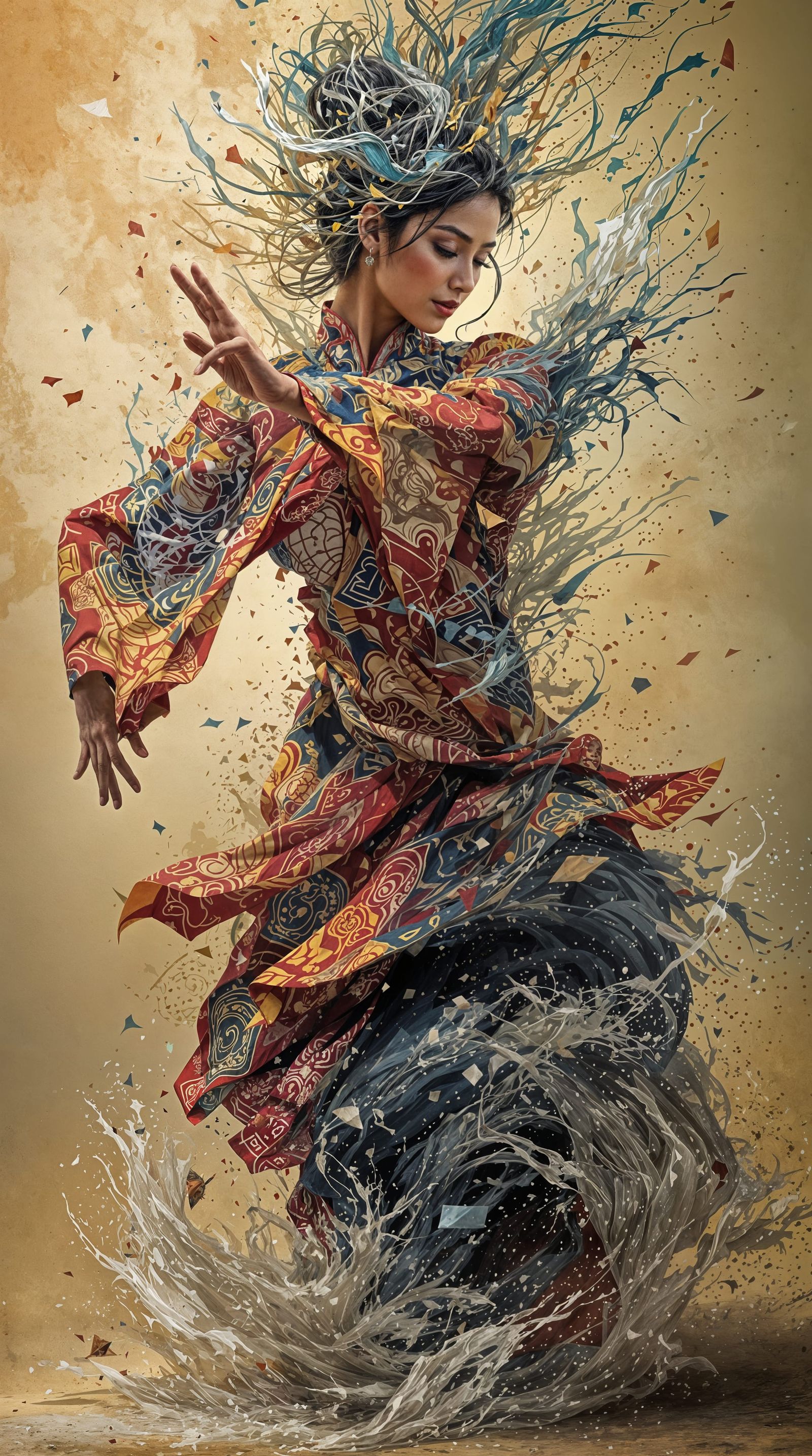 Southeast Asian Dancer Unleashes Stormy Energy in Batik