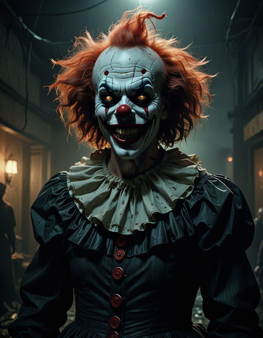 Sinister Killer Clown in Surreal, Hyper-Realistic Style
