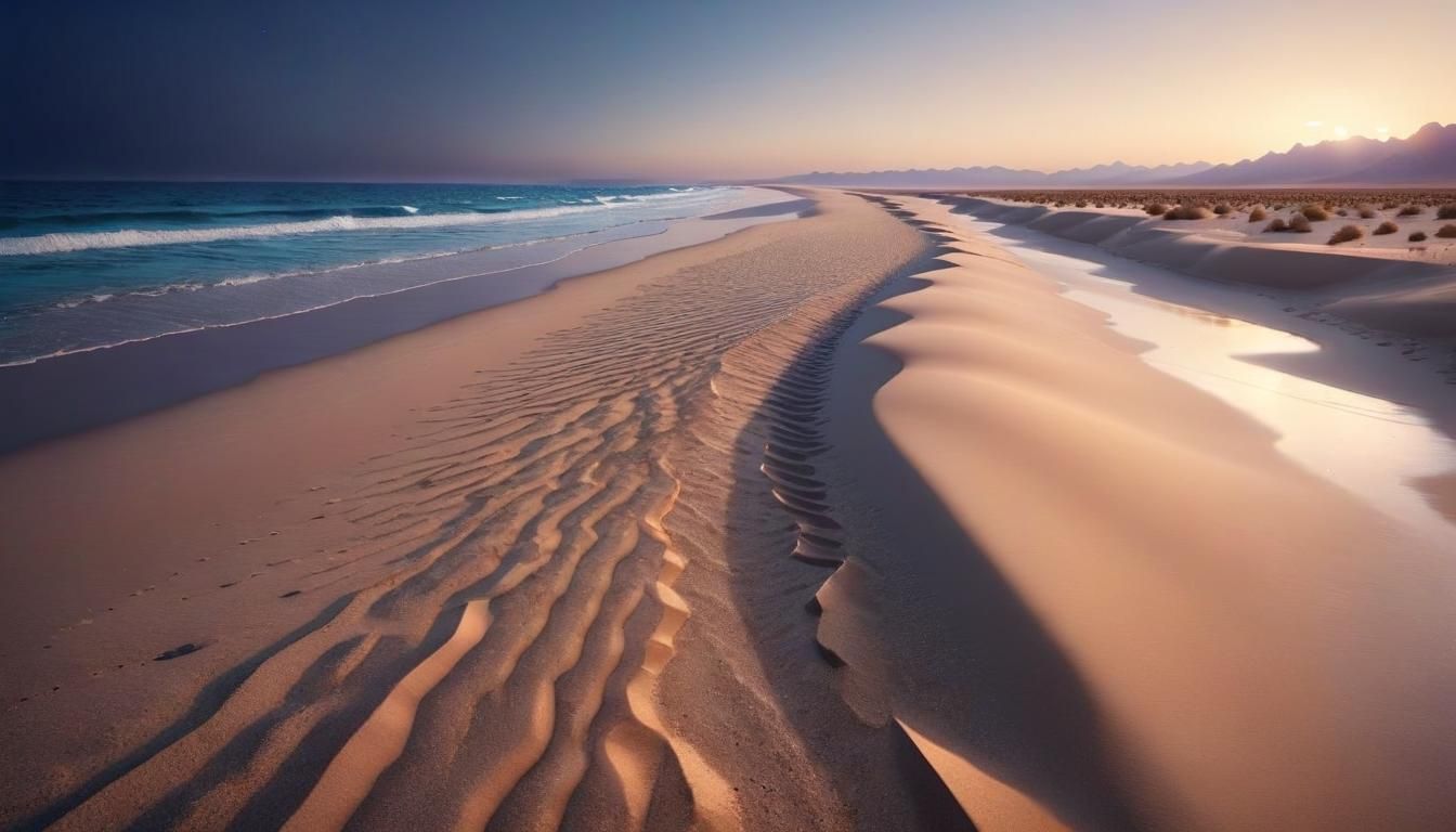 Desert and Ocean Beach at Magic Hour