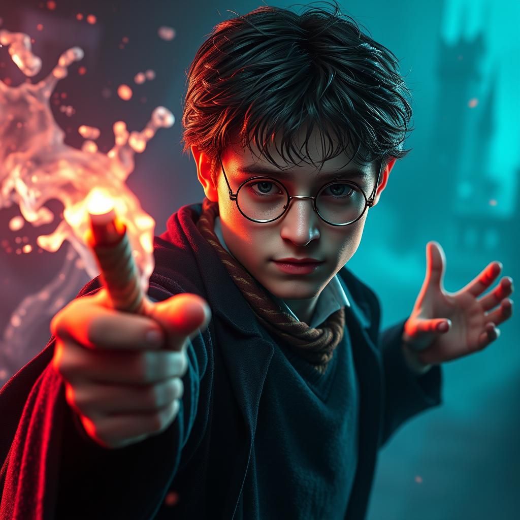 Harry Potter Casting a Spell: Detailed Matte Painting