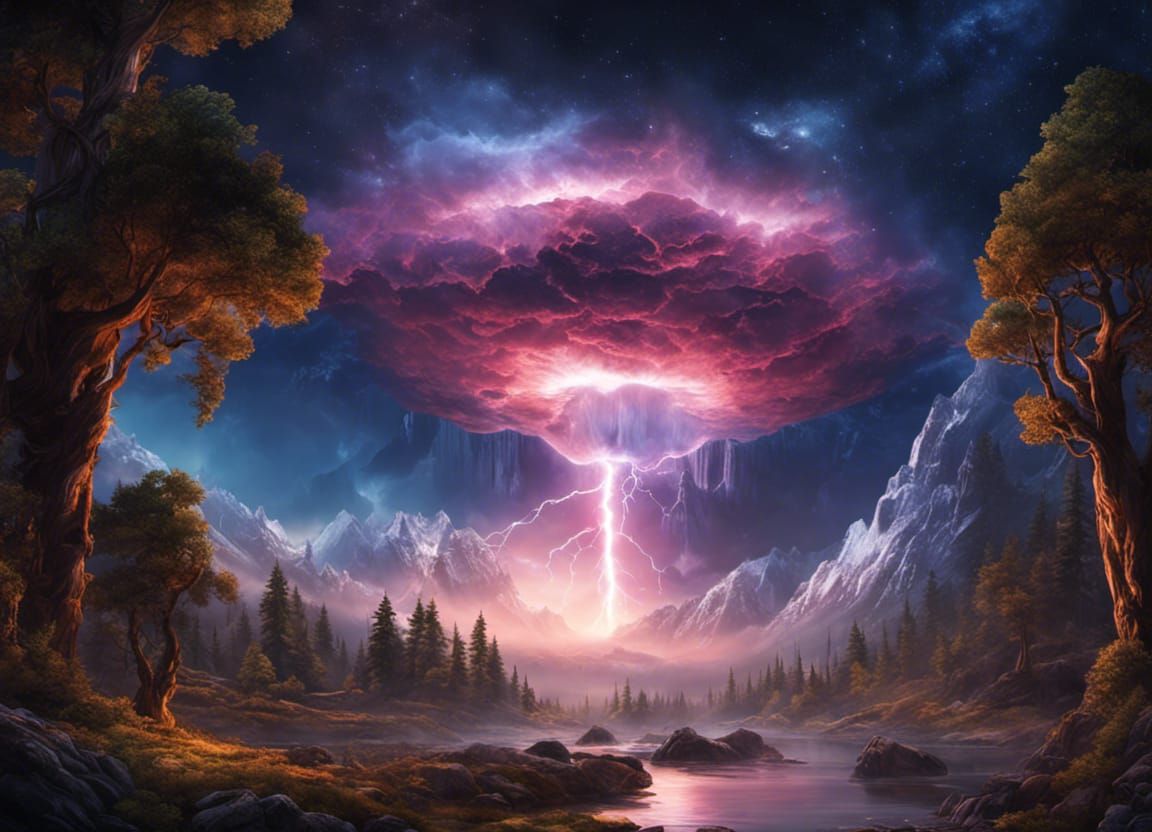 Cloudscape Mountain Planet with Floating City