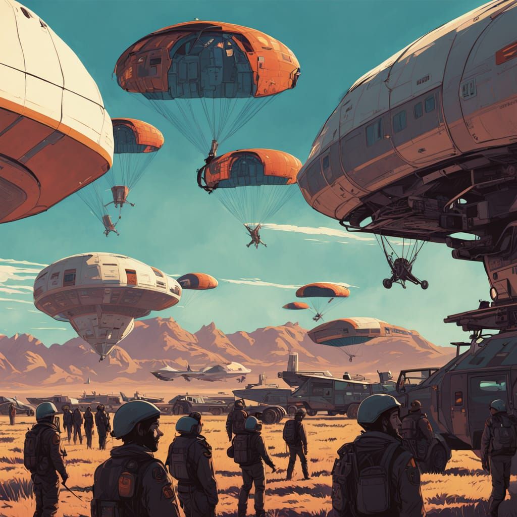 Paratroopers in Formation, High Contrast