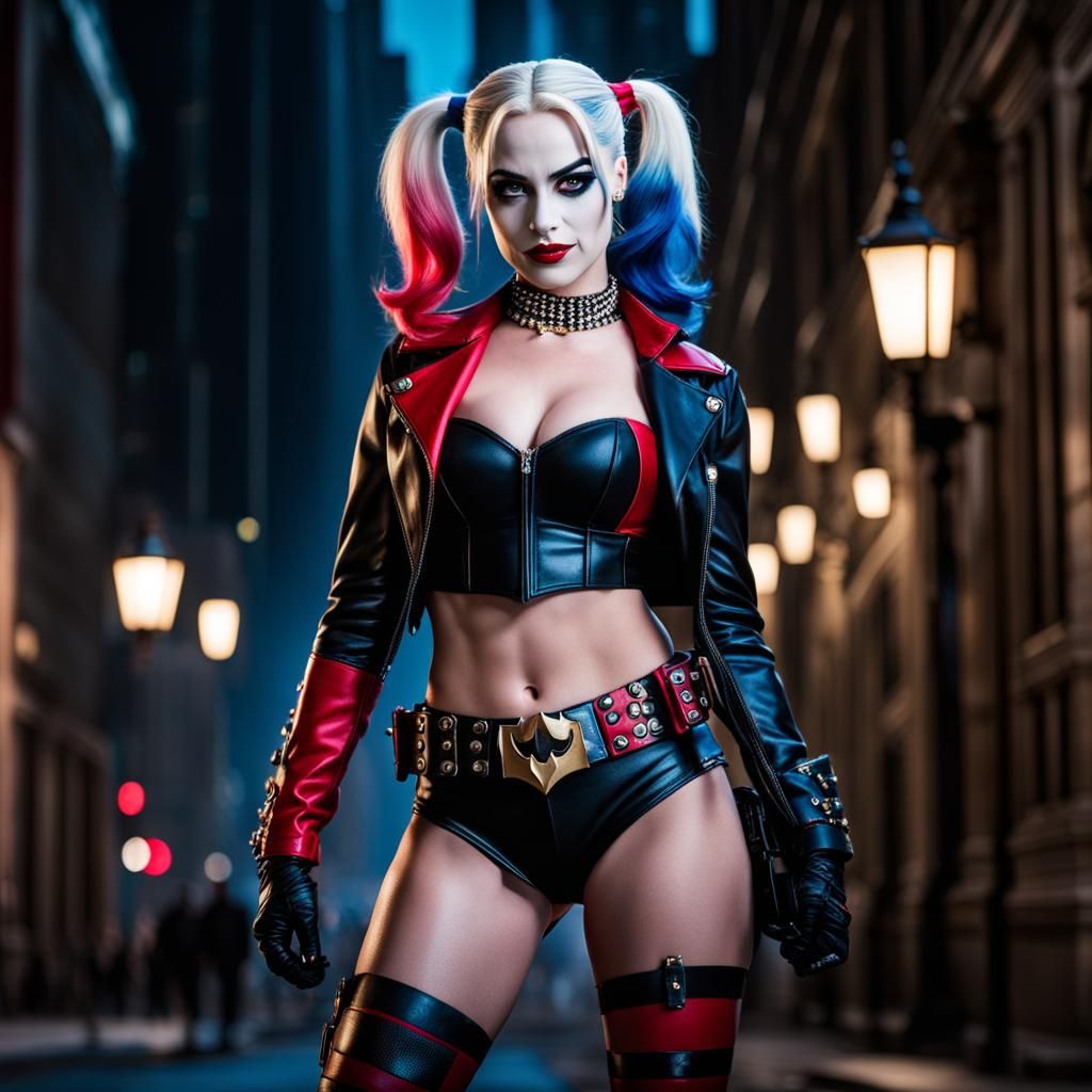 Harley Quinn in Gotham City: Photorealistic Full Body Shot