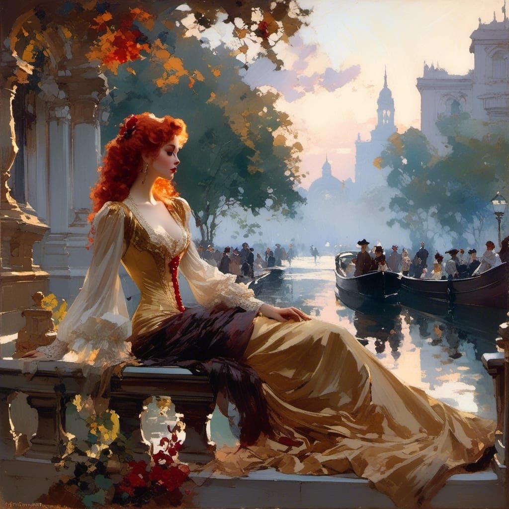 Victorian Vampire Mina Harker in Dreamy Vignette Style