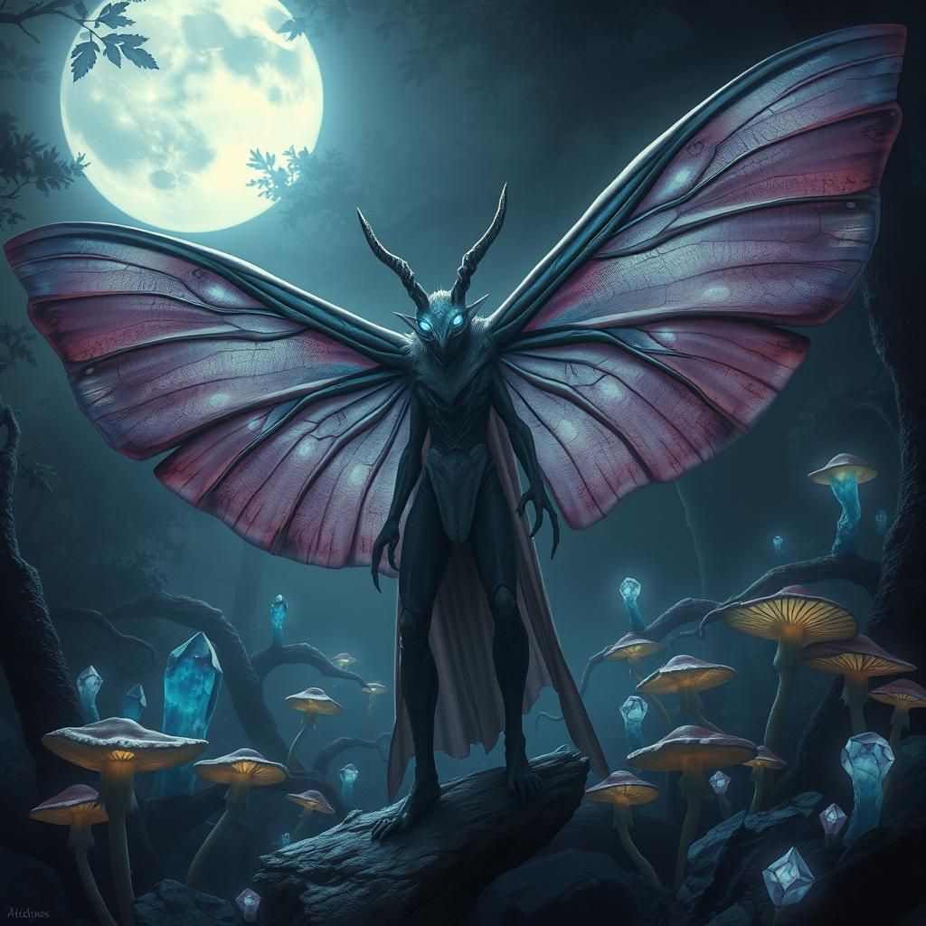 A mysterious mothman figure