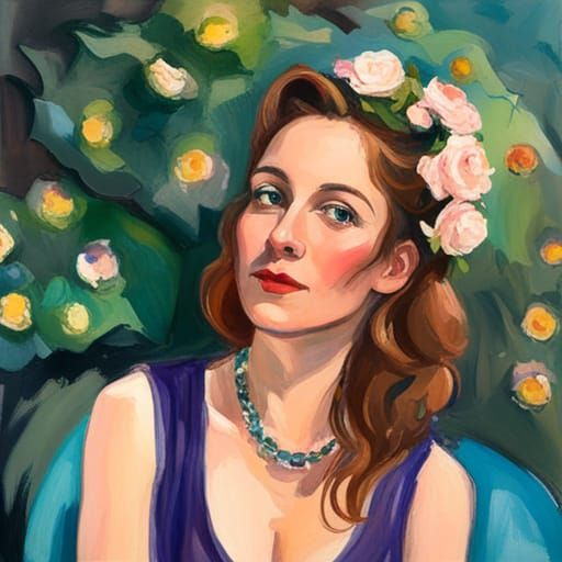 Gouache Style Portrait with Thick Brush Strokes