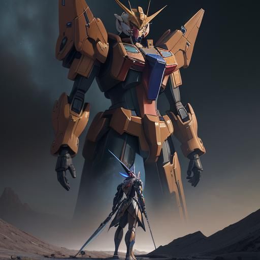 Detailed Gundam Matte Painting in Deep Color