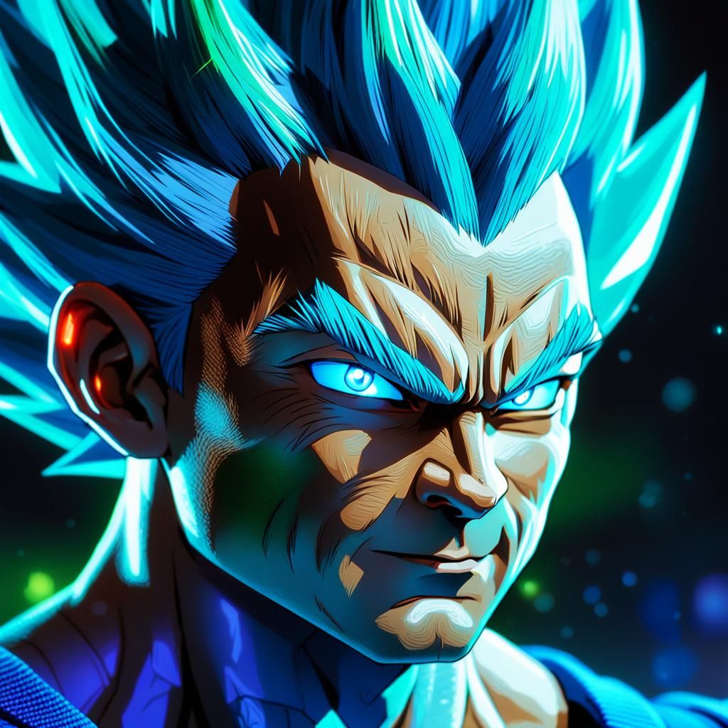 Vegeta Portrait with Fluorescent Aura, Concept Art