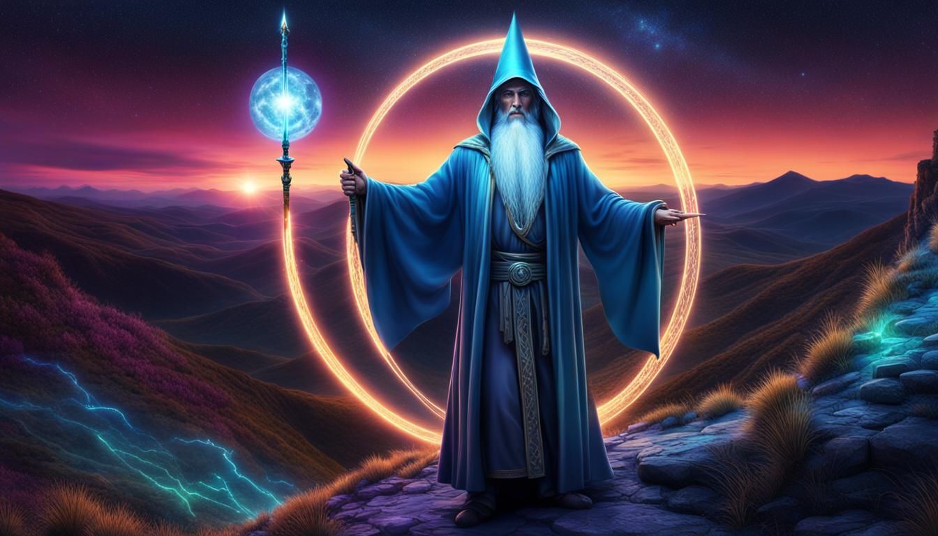 Merlin Opens a Portal Under a Starry Sky