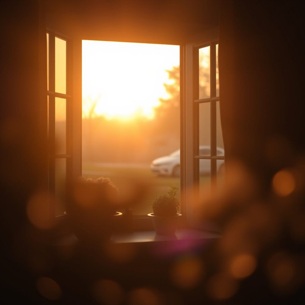 Golden Sunrise Through Window: Soft Light Photography