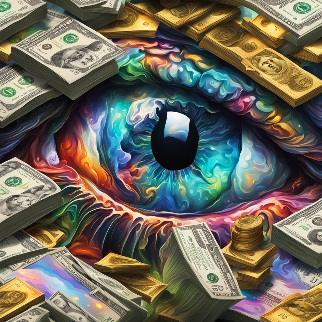 Hyperrealistic Dollar Splash Art Concept
