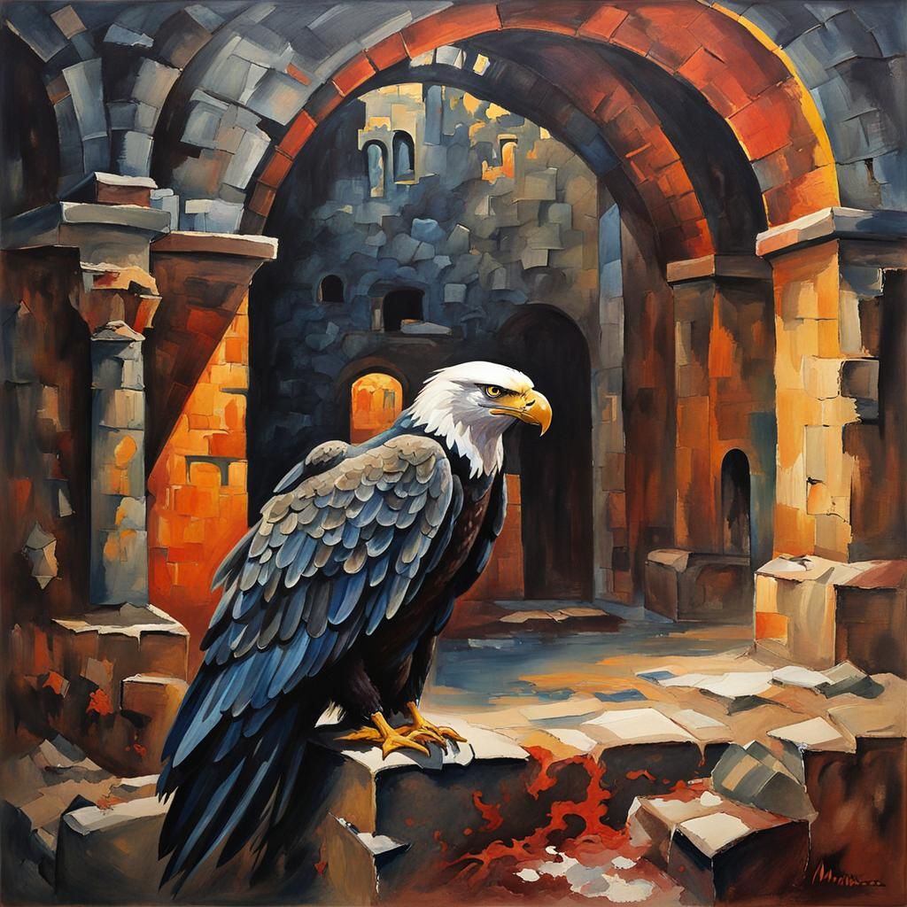 Dramatic Dungeon Scene in Gouache Watercolor Style