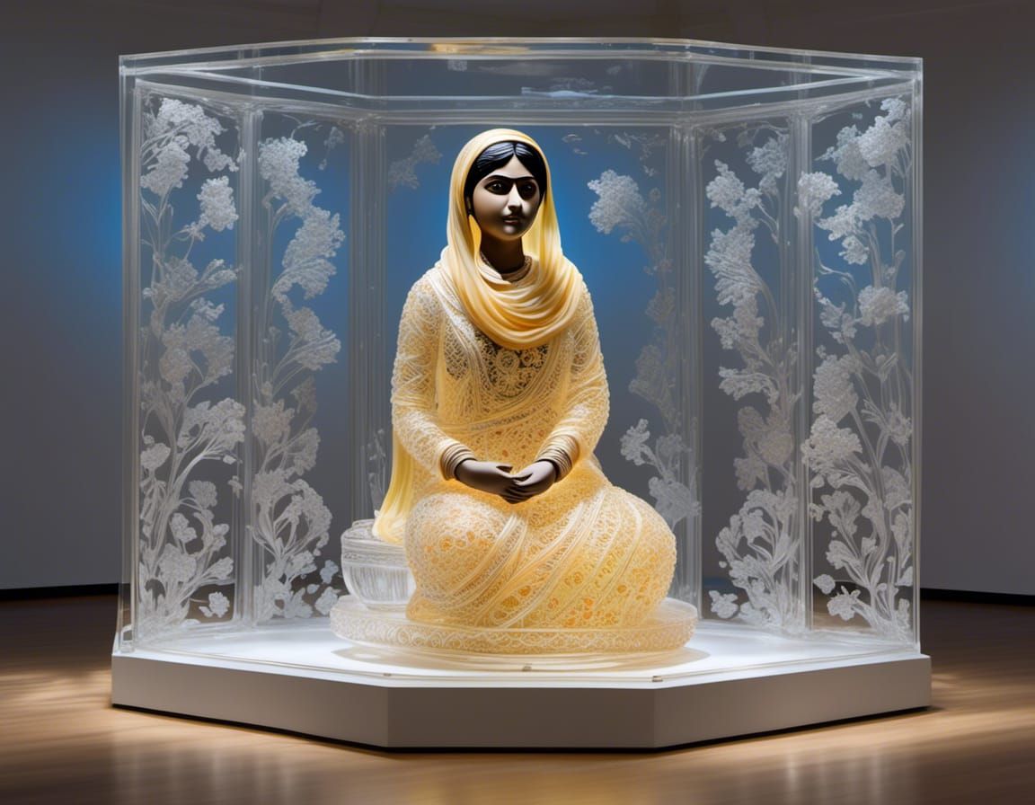 Translucent Glass Sculpture of Malala Yousafzai