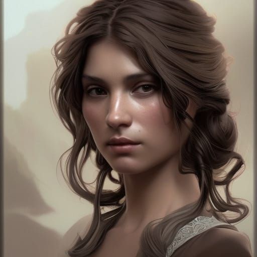 Latina Innkeeper Portrait in Art Nouveau Style