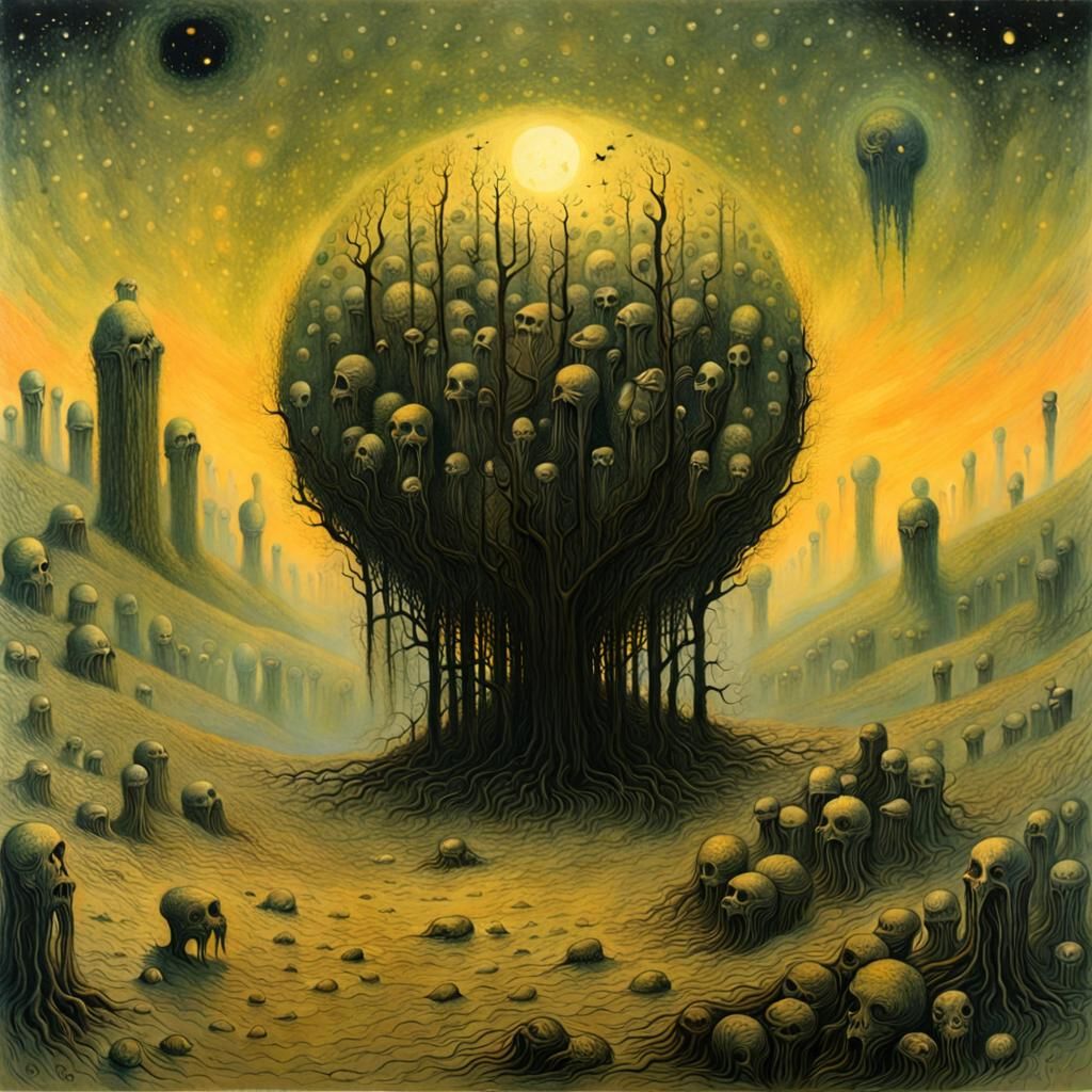 Putrid Star Orb in Surreal Horror Style