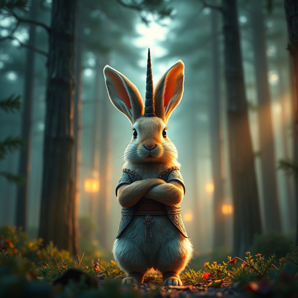 Miniature Rabbit of Enchantment in Mystical Forest