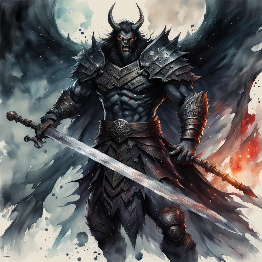 Berserker Demon Greatsword in Watercolour Wonderland