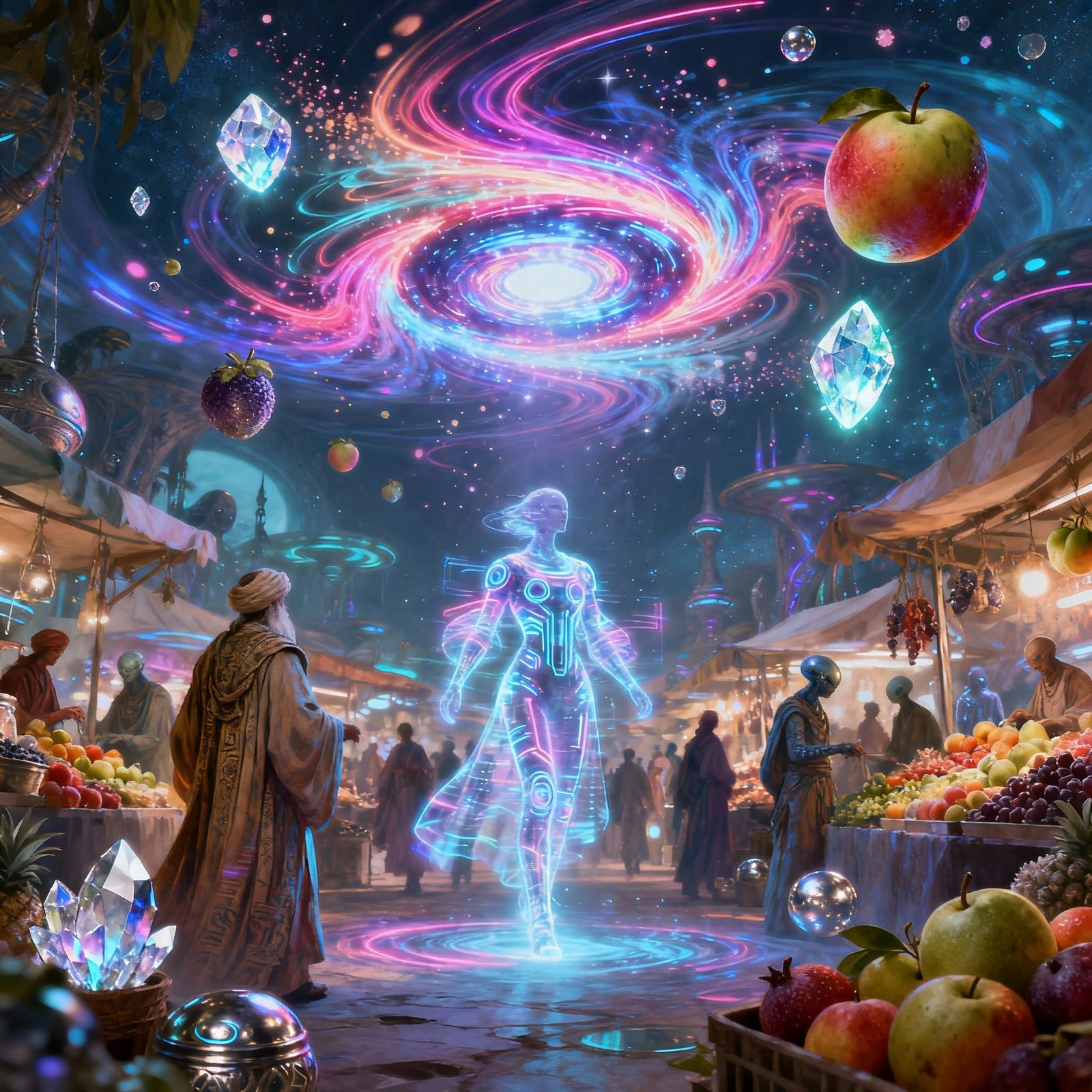 Alien Marketplace Portal Temporal Distortion Airbrush Art