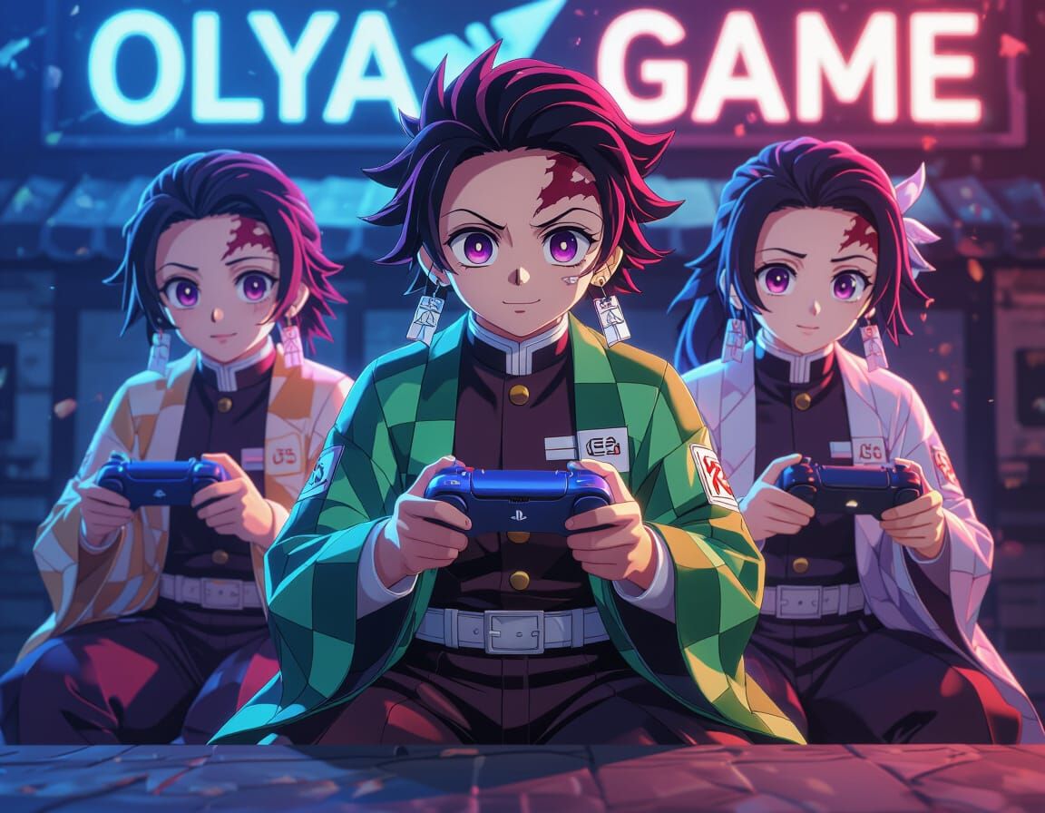 Demon Slayer Characters Play PS5 in 3D Anime Style