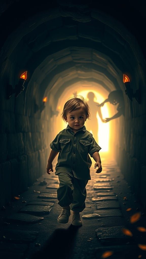 Courageous Child Walks into Radiant Light