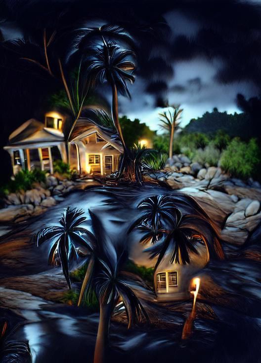 Hyperdetailed Island Night: A Hyperrealistic Dream