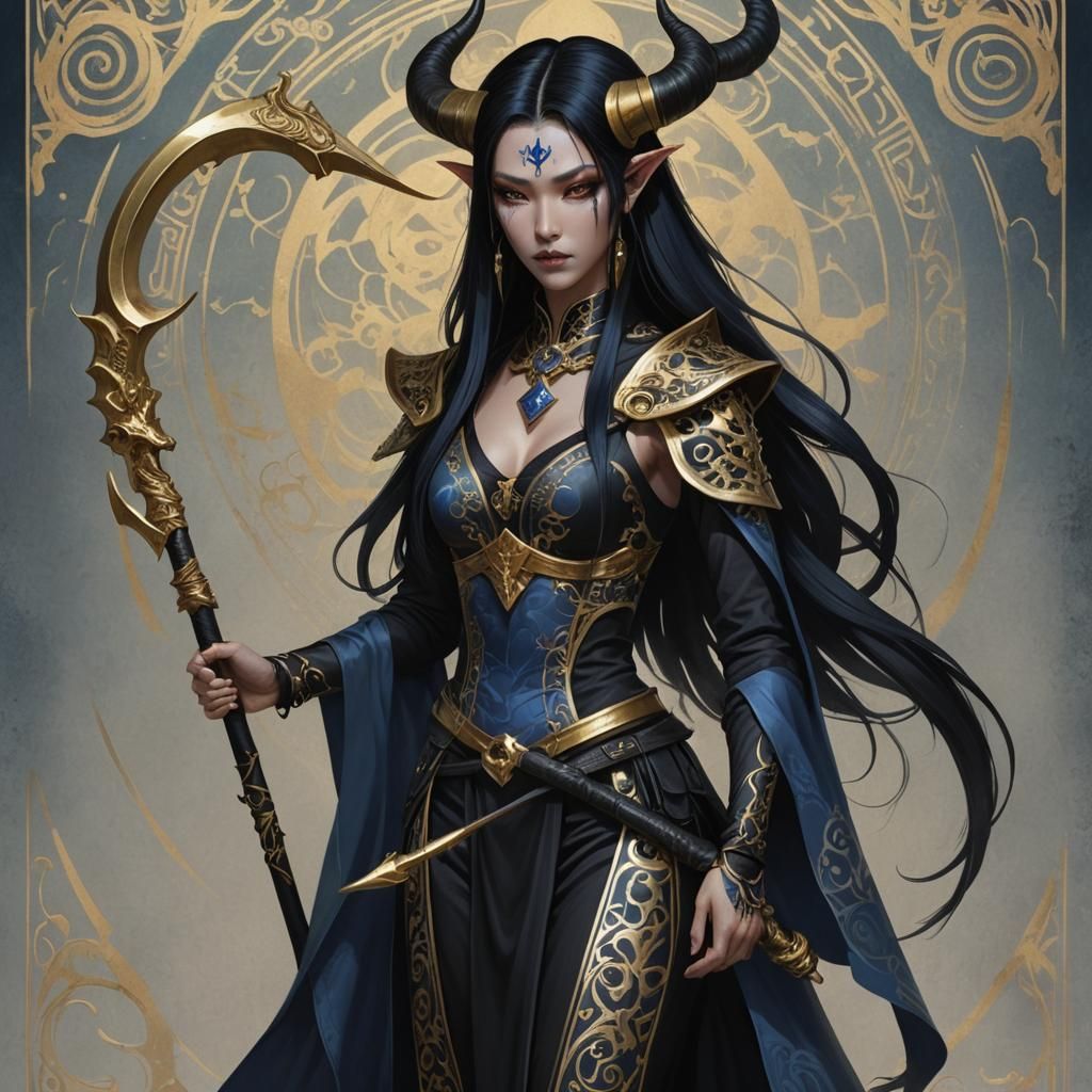 Tiefling Death Card in Anime Style